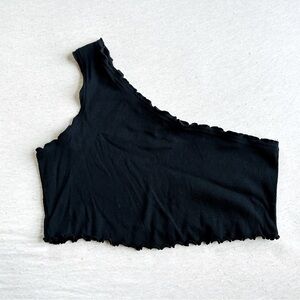 Collusion one shoulder frilled crop top
